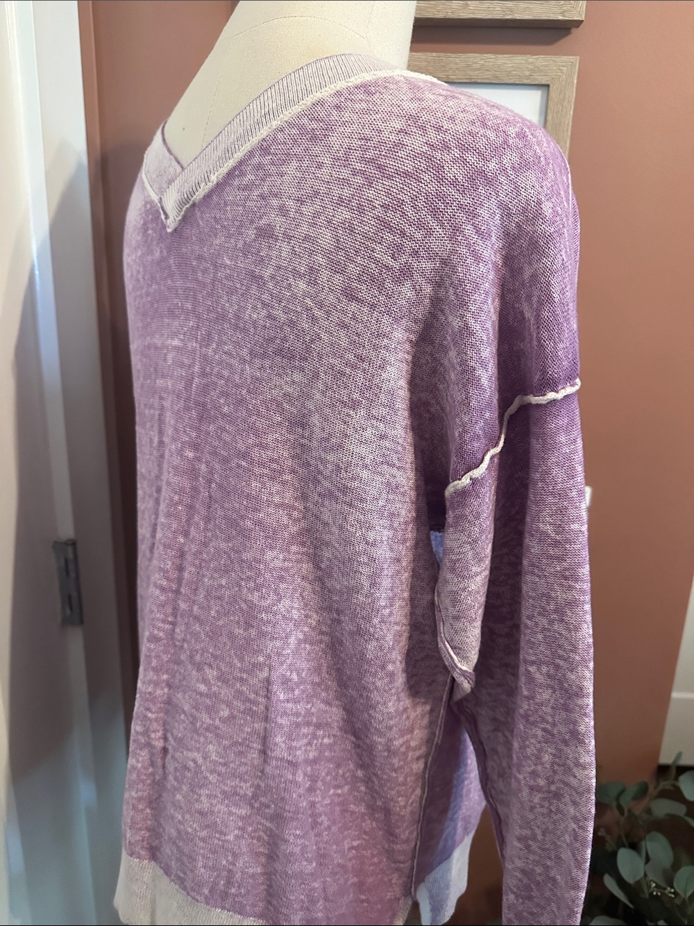 Sundance Samantha Lilac V-Neck casual 100% cotton hi lo Large sweater - Picture 6 of 14